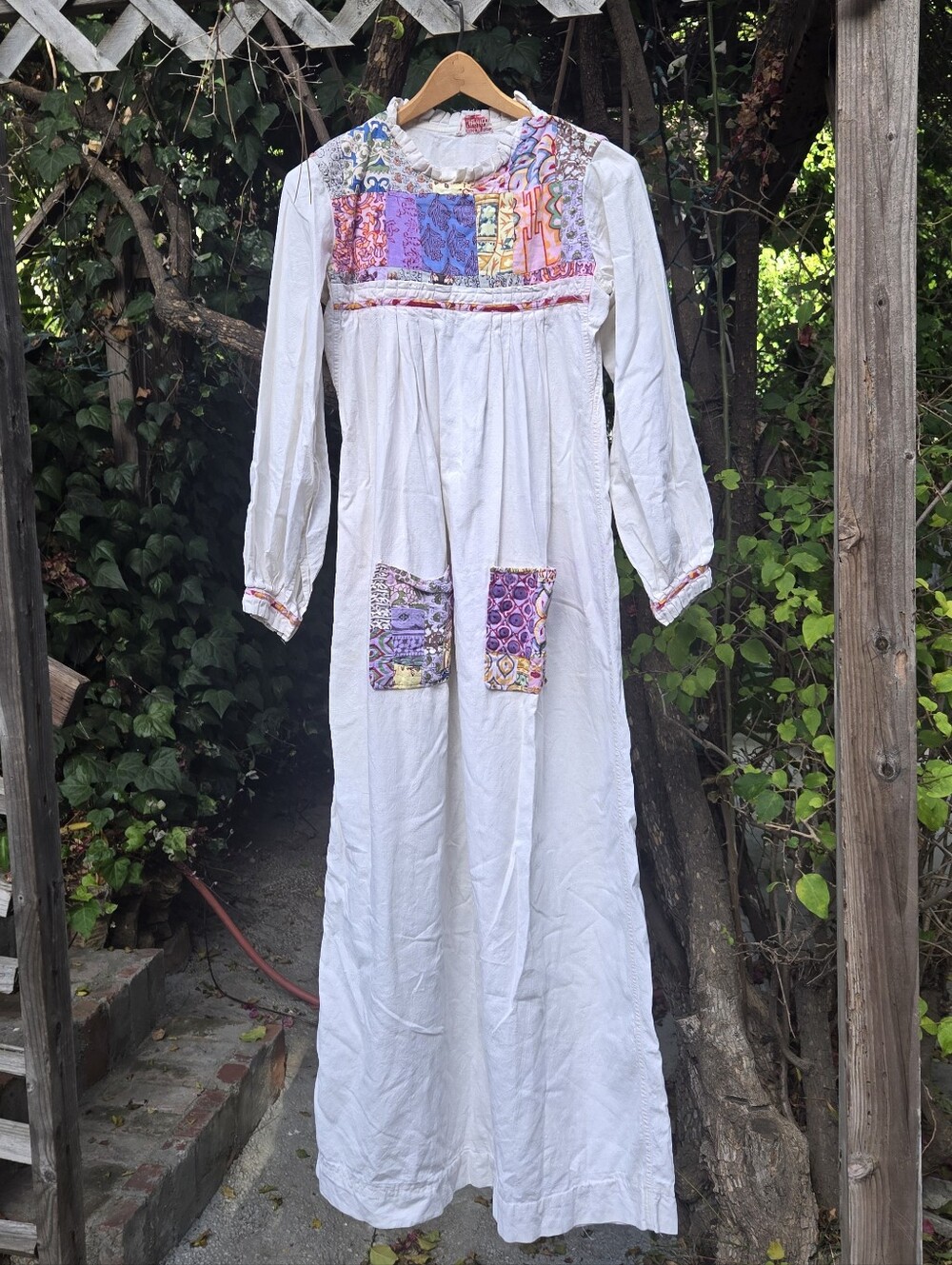 Vintage 70s Hippie Patchwork Maxi Dress As Is Needs Some Tlc